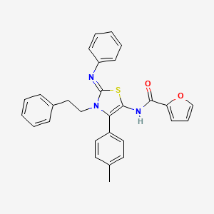 molecular formula C29H25N3O2S B12131438 N-[(2Z)-4-(4-methylphenyl)-3-(2-phenylethyl)-2-(phenylimino)-2,3-dihydro-1,3-thiazol-5-yl]furan-2-carboxamide 
