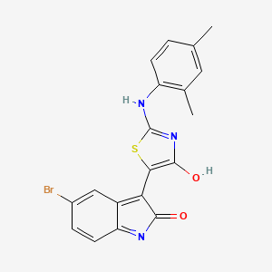 molecular formula C19H14BrN3O2S B12131523 (3Z)-5-bromo-3-{(2Z)-2-[(2,4-dimethylphenyl)imino]-4-oxo-1,3-thiazolidin-5-ylidene}-1,3-dihydro-2H-indol-2-one 