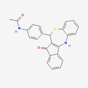molecular formula C24H18N2O2S B12131579 N-[4-(5-hydroxy-6H-benzo[b]indeno[1,2-e][1,4]thiazepin-6-yl)phenyl]acetamide 
