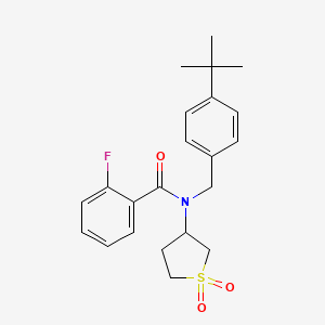 molecular formula C22H26FNO3S B12131617 N-(4-tert-butylbenzyl)-N-(1,1-dioxidotetrahydrothiophen-3-yl)-2-fluorobenzamide 