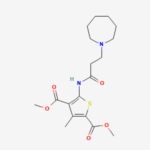 molecular formula C18H26N2O5S B12131618 Dimethyl 5-{[3-(azepan-1-yl)propanoyl]amino}-3-methylthiophene-2,4-dicarboxylate 