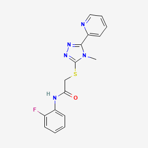 molecular formula C16H14FN5OS B12131734 N-(2-fluorophenyl)-2-{[4-methyl-5-(pyridin-2-yl)-4H-1,2,4-triazol-3-yl]sulfanyl}acetamide 