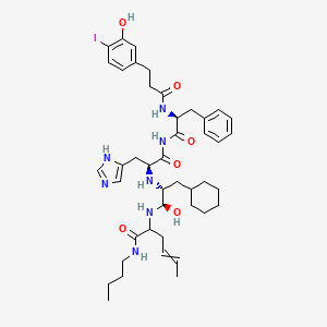 N-butyl-2-[[(1R,2R)-3-cyclohexyl-1-hydroxy-2-[[(2S)-1-[[(2S)-2-[3-(3-hydroxy-4-iodophenyl)propanoylamino]-3-phenylpropanoyl]amino]-3-(1H-imidazol-5-yl)-1-oxopropan-2-yl]amino]propyl]amino]hex-4-enamide