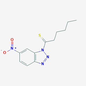 molecular formula C12H14N4O2S B121318 1-(6-Nitrobenzotriazol-1-yl)hexane-1-thione CAS No. 866251-89-0