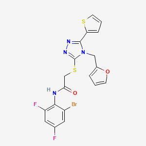 molecular formula C19H13BrF2N4O2S2 B12131829 N-(2-bromo-4,6-difluorophenyl)-2-{[4-(furan-2-ylmethyl)-5-(thiophen-2-yl)-4H-1,2,4-triazol-3-yl]sulfanyl}acetamide 