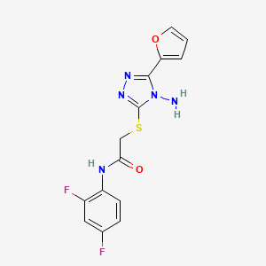 molecular formula C14H11F2N5O2S B12131902 2-{[4-amino-5-(furan-2-yl)-4H-1,2,4-triazol-3-yl]sulfanyl}-N-(2,4-difluorophenyl)acetamide 