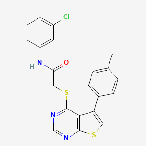 molecular formula C21H16ClN3OS2 B12131903 N-(3-chlorophenyl)-2-{[5-(4-methylphenyl)thieno[2,3-d]pyrimidin-4-yl]sulfanyl}acetamide 