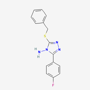 molecular formula C15H13FN4S B12131971 5-(4-Fluorophenyl)-3-(phenylmethylthio)-1,2,4-triazole-4-ylamine 