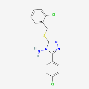 molecular formula C15H12Cl2N4S B12131986 5-(4-Chlorophenyl)-3-[(2-chlorophenyl)methylthio]-1,2,4-triazole-4-ylamine 