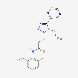 molecular formula C20H22N6OS B12132092 N-(2-ethyl-6-methylphenyl)-2-{[4-(prop-2-en-1-yl)-5-(pyrazin-2-yl)-4H-1,2,4-triazol-3-yl]sulfanyl}acetamide 