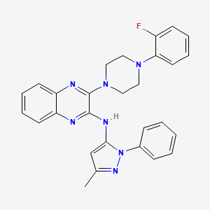 molecular formula C28H26FN7 B12132124 3-[4-(2-fluorophenyl)piperazin-1-yl]-N-(3-methyl-1-phenyl-1H-pyrazol-5-yl)quinoxalin-2-amine 