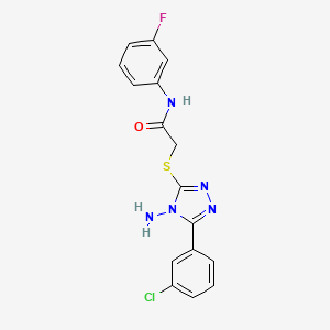 molecular formula C16H13ClFN5OS B12132167 2-{[4-amino-5-(3-chlorophenyl)-4H-1,2,4-triazol-3-yl]sulfanyl}-N-(3-fluorophenyl)acetamide 