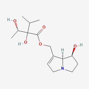 molecular formula C15H25NO5 B1213218 [(7S,8S)-7-hydroxy-5,6,7,8-tetrahydro-3H-pyrrolizin-1-yl]methyl 2-hydroxy-2-[(1S)-1-hydroxyethyl]-3-methylbutanoate 
