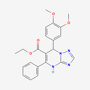 molecular formula C22H22N4O4 B12132287 Ethyl 7-(3,4-dimethoxyphenyl)-5-phenyl-4,7-dihydro[1,2,4]triazolo[1,5-a]pyrimidine-6-carboxylate 