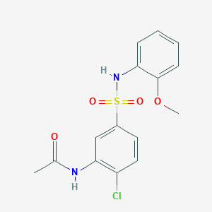 molecular formula C15H15ClN2O4S B12132304 N-{2-chloro-5-[(2-methoxyphenyl)sulfamoyl]phenyl}acetamide 