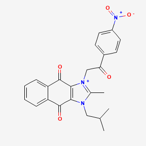 molecular formula C24H22N3O5+ B1213233 1-Isobutyl-2-methyl-3-[2-(4-nitrophenyl)-2-oxo-ethyl]benzo[f]benzimidazol-3-ium-4,9-dione 