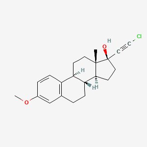 molecular formula C21H25ClO2 B1213237 (8R,9S,13S,14S,17S)-17-(2-chloroethynyl)-3-methoxy-13-methyl-7,8,9,11,12,14,15,16-octahydro-6H-cyclopenta[a]phenanthren-17-ol CAS No. 974-76-5