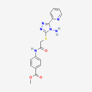 molecular formula C17H16N6O3S B12132381 Methyl 4-[2-(4-amino-5-(2-pyridyl)-1,2,4-triazol-3-ylthio)acetylamino]benzoate 