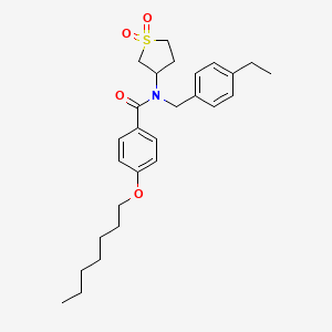 molecular formula C27H37NO4S B12132478 N-(1,1-dioxidotetrahydrothiophen-3-yl)-N-(4-ethylbenzyl)-4-(heptyloxy)benzamide 