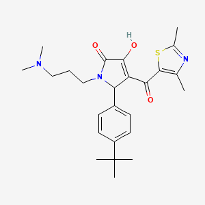 molecular formula C25H33N3O3S B12132541 5-(4-tert-butylphenyl)-1-[3-(dimethylamino)propyl]-4-[(2,4-dimethyl-1,3-thiazol-5-yl)carbonyl]-3-hydroxy-1,5-dihydro-2H-pyrrol-2-one 