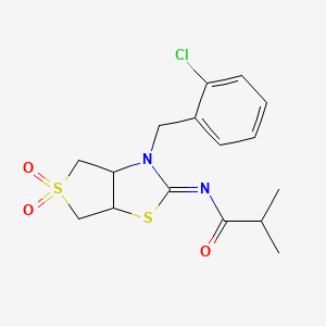 molecular formula C16H19ClN2O3S2 B12132587 N-[(2Z)-3-(2-chlorobenzyl)-5,5-dioxidotetrahydrothieno[3,4-d][1,3]thiazol-2(3H)-ylidene]-2-methylpropanamide 