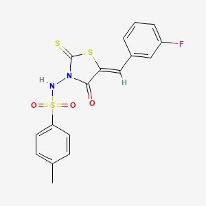 molecular formula C17H13FN2O3S3 B12132620 N-[(5Z)-5-(3-fluorobenzylidene)-4-oxo-2-thioxo-1,3-thiazolidin-3-yl]-4-methylbenzenesulfonamide 