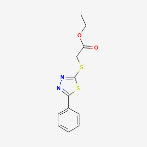 molecular formula C12H12N2O2S2 B12132689 Acetic acid, ((5-phenyl-1,3,4-thiadiazol-2-YL)thio)-, ethyl ester CAS No. 64145-10-4