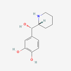molecular formula C12H17NO3 B1213271 3,4-Dihydroxy-alpha-(2-piperidyl)benzyl alcohol hydrobromide CAS No. 31931-97-2