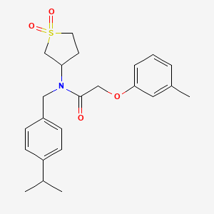 molecular formula C23H29NO4S B12132738 N-(1,1-dioxidotetrahydrothiophen-3-yl)-2-(3-methylphenoxy)-N-[4-(propan-2-yl)benzyl]acetamide 