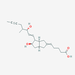 molecular formula C22H32O4 B1213279 5-[(3aS,5R,6aS)-5-hydroxy-4-[(3S)-3-hydroxy-4-methyloct-1-en-6-ynyl]-3,3a,4,5,6,6a-hexahydro-1H-pentalen-2-ylidene]pentanoic acid 