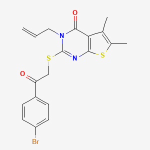 molecular formula C19H17BrN2O2S2 B12132793 2-{[2-(4-bromophenyl)-2-oxoethyl]sulfanyl}-5,6-dimethyl-3-(prop-2-en-1-yl)thieno[2,3-d]pyrimidin-4(3H)-one 