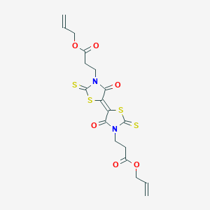 molecular formula C18H18N2O6S4 B12132826 prop-2-en-1-yl 3-[(5E)-4-oxo-5-{4-oxo-3-[3-oxo-3-(prop-2-en-1-yloxy)propyl]-2-thioxo-1,3-thiazolidin-5-ylidene}-2-thioxo-1,3-thiazolidin-3-yl]propanoate 