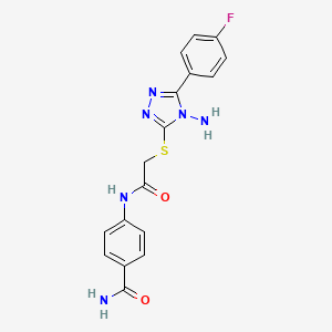 molecular formula C17H15FN6O2S B12132831 4-[({[4-amino-5-(4-fluorophenyl)-4H-1,2,4-triazol-3-yl]sulfanyl}acetyl)amino]benzamide 