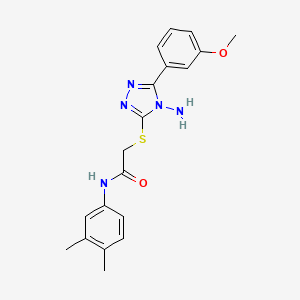 molecular formula C19H21N5O2S B12132835 2-{[4-amino-5-(3-methoxyphenyl)-4H-1,2,4-triazol-3-yl]sulfanyl}-N-(3,4-dimethylphenyl)acetamide 