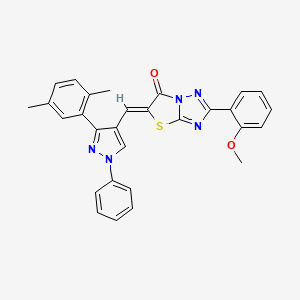 molecular formula C29H23N5O2S B12132836 (5Z)-5-{[3-(2,5-dimethylphenyl)-1-phenyl-1H-pyrazol-4-yl]methylidene}-2-(2-methoxyphenyl)[1,3]thiazolo[3,2-b][1,2,4]triazol-6(5H)-one 