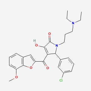 molecular formula C27H29ClN2O5 B12132844 1-[3-(Diethylamino)propyl]-5-(3-chlorophenyl)-3-hydroxy-4-[(7-methoxybenzo[d]f uran-2-yl)carbonyl]-3-pyrrolin-2-one 