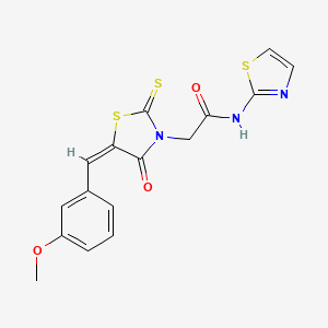 molecular formula C16H13N3O3S3 B12132849 (E)-2-(5-(3-methoxybenzylidene)-4-oxo-2-thioxothiazolidin-3-yl)-N-(thiazol-2-yl)acetamide 
