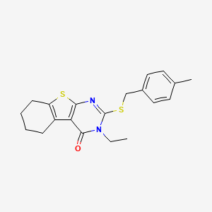 molecular formula C20H22N2OS2 B12132896 3-ethyl-2-[(4-methylbenzyl)sulfanyl]-5,6,7,8-tetrahydro[1]benzothieno[2,3-d]pyrimidin-4(3H)-one 