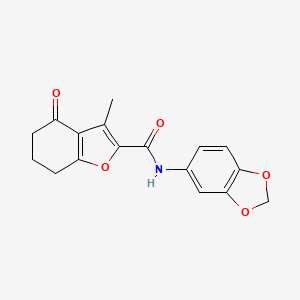 molecular formula C17H15NO5 B12132917 N-(1,3-benzodioxol-5-yl)-3-methyl-4-oxo-4,5,6,7-tetrahydro-1-benzofuran-2-carboxamide 
