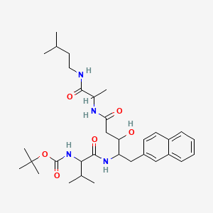 molecular formula C33H50N4O6 B1213292 tert-butyl N-[1-[[3-hydroxy-5-[[1-(3-methylbutylamino)-1-oxopropan-2-yl]amino]-1-naphthalen-2-yl-5-oxopentan-2-yl]amino]-3-methyl-1-oxobutan-2-yl]carbamate CAS No. 100994-43-2