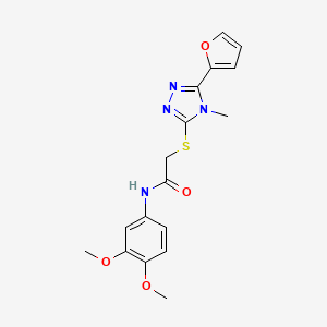 molecular formula C17H18N4O4S B12132945 N-(3,4-dimethoxyphenyl)-2-{[5-(furan-2-yl)-4-methyl-4H-1,2,4-triazol-3-yl]sulfanyl}acetamide 