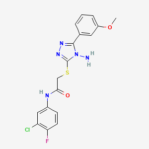 molecular formula C17H15ClFN5O2S B12133026 2-[4-amino-5-(3-methoxyphenyl)(1,2,4-triazol-3-ylthio)]-N-(3-chloro-4-fluoroph enyl)acetamide 