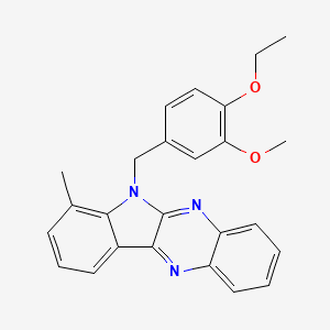 molecular formula C25H23N3O2 B12133041 6-(4-ethoxy-3-methoxybenzyl)-7-methyl-6H-indolo[2,3-b]quinoxaline 
