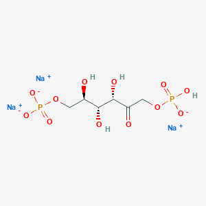 molecular formula C6H11Na3O12P2 B1213306 Sodium (3S,4R,5R)-6-((hydrogenphosphonato)oxy)-3,4,5-trihydroxy-2-oxohexyl phosphate CAS No. 38099-82-0