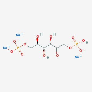 molecular formula C6H11Na3O12P2 B1213306 Fosfructose trisodium anhydrous CAS No. 38099-82-0