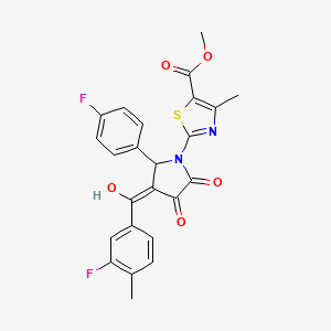 molecular formula C24H18F2N2O5S B12133100 Methyl 2-(3-(3-fluoro-4-methylbenzoyl)-2-(4-fluorophenyl)-4-hydroxy-5-oxo-2,5-dihydro-1H-pyrrol-1-yl)-4-methylthiazole-5-carboxylate CAS No. 617697-95-7