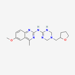 molecular formula C18H24N6O2 B12133104 6-methoxy-4-methyl-N-[5-(tetrahydrofuran-2-ylmethyl)-1,4,5,6-tetrahydro-1,3,5-triazin-2-yl]quinazolin-2-amine 