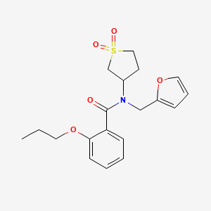 molecular formula C19H23NO5S B12133133 N-(1,1-dioxidotetrahydrothiophen-3-yl)-N-(furan-2-ylmethyl)-2-propoxybenzamide 