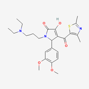molecular formula C25H33N3O5S B12133188 1-[3-(Diethylamino)propyl]-5-(3,4-dimethoxyphenyl)-4-[(2,4-dimethyl(1,3-thiazo l-5-yl))carbonyl]-3-hydroxy-3-pyrrolin-2-one 