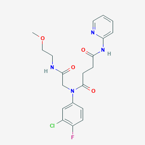 molecular formula C20H22ClFN4O4 B1213320 N'-(3-chloro-4-fluorophenyl)-N'-[2-(2-methoxyethylamino)-2-oxoethyl]-N-(2-pyridinyl)butanediamide 